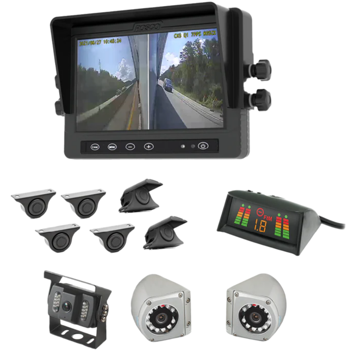 3 Cam System with 7" Monitor & 6 Backup Sensors