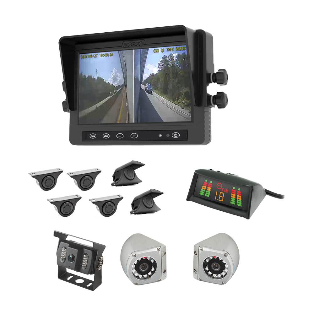 3 Camera System with 7" Monitor and 6 Backup Sensors