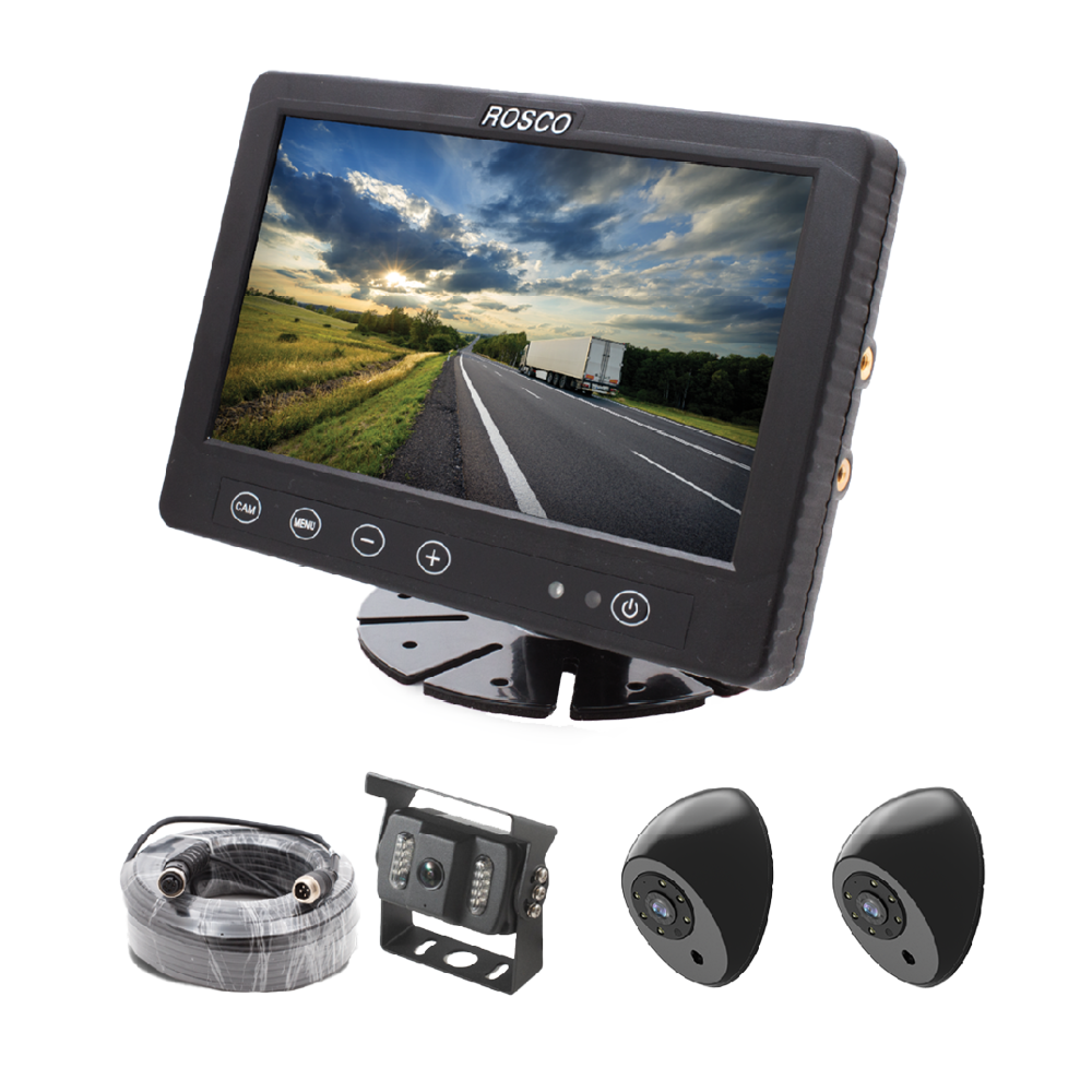 Backup Camera System with 7” Color LCD Backup Monitor and 3 Cameras